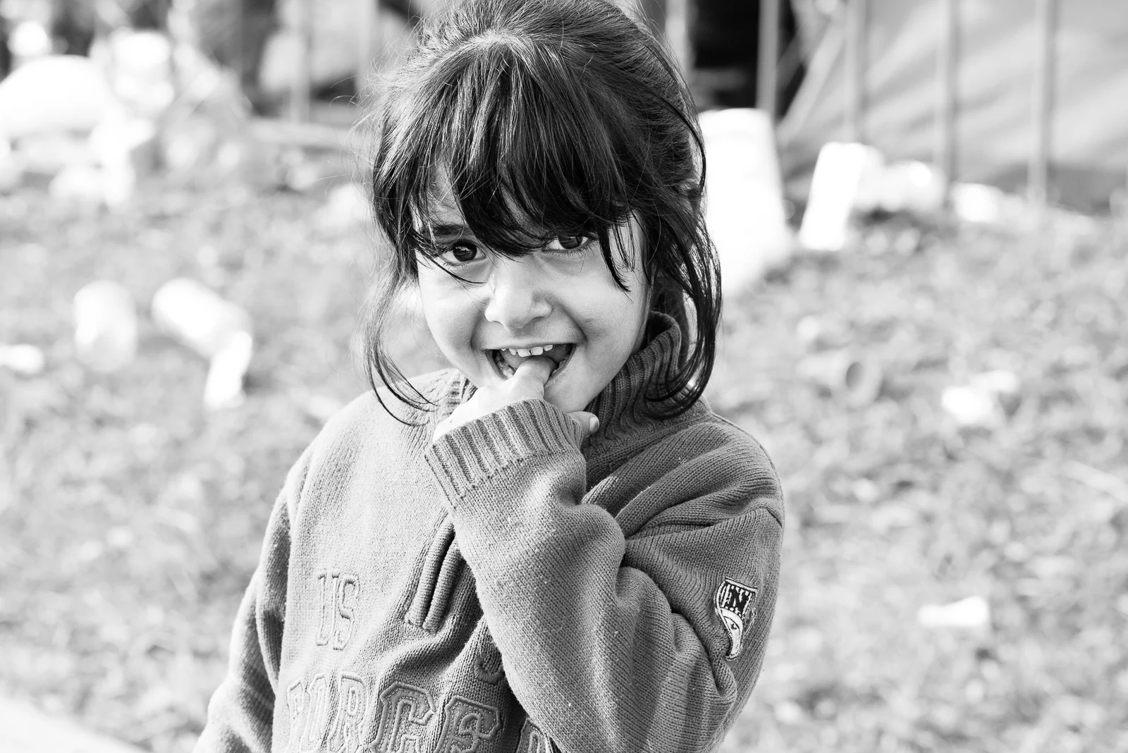 Embarassed little syrian girl