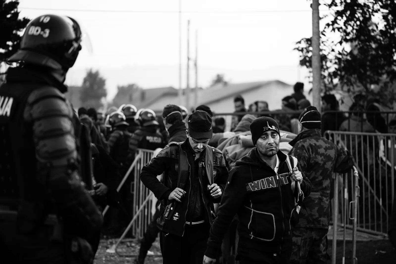 Migrants while they are transferring to train station in order to go to Austrian border