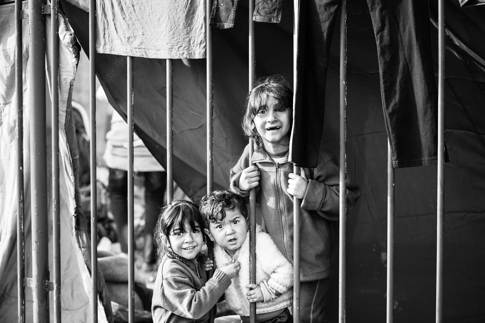 Children in their temporary home