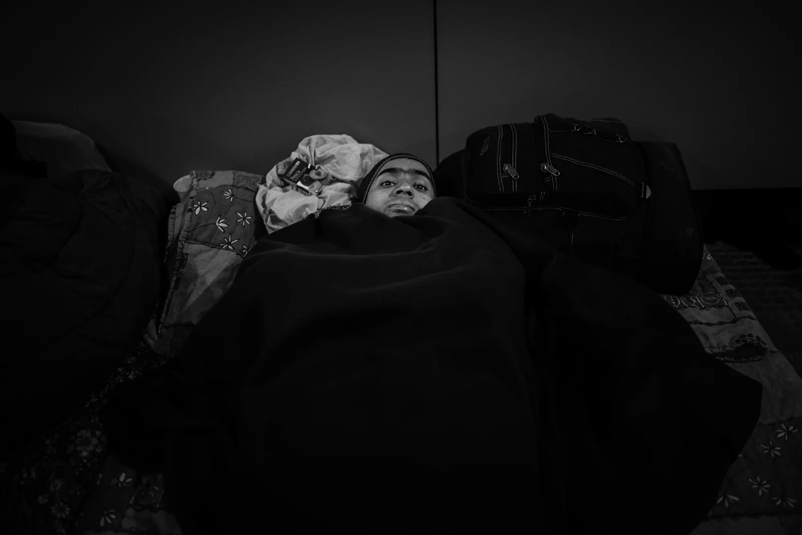 Portrait inside the sleeping bag