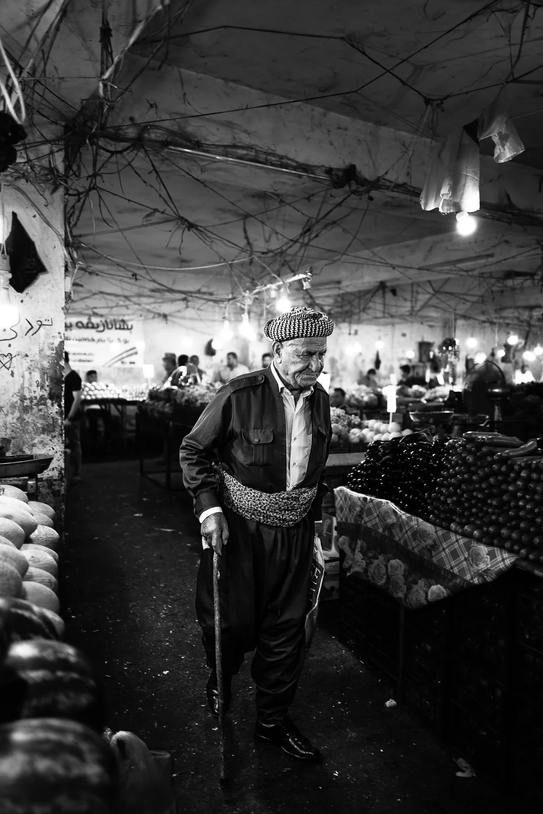 Man inside the vegetables bazaar in Dohuk