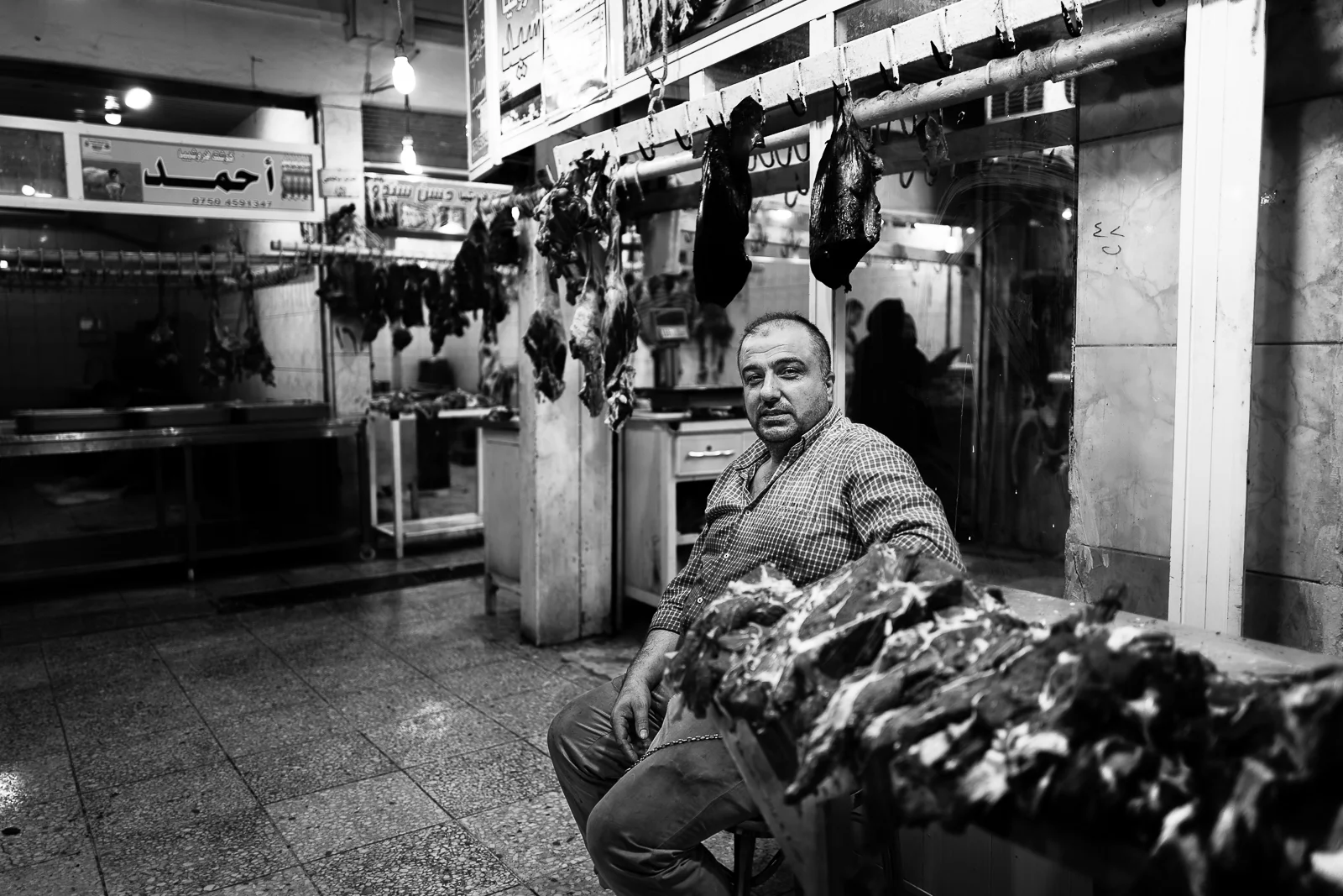 Seller at the meal bazaar in Douhk