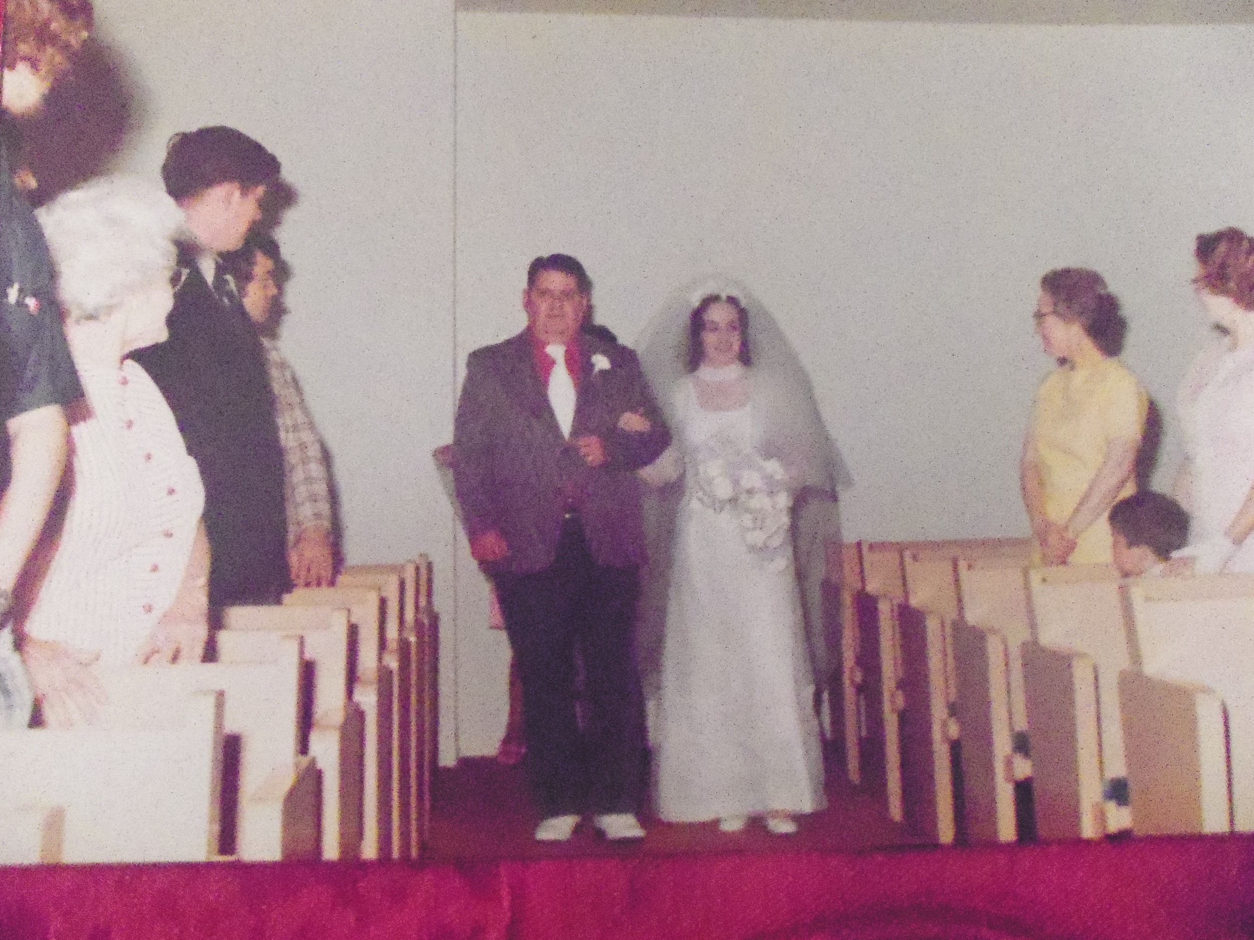DAD HELPED ME DOWN THE ISLE BREATHE KATHY BREATHE THERE'S LITTLE DAVID