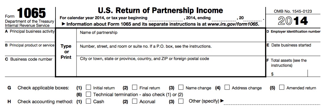 Standard Partnership or LLC Return - Form 1065.