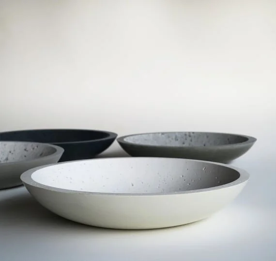 Concrete Bowl - Large, Shallow 16"