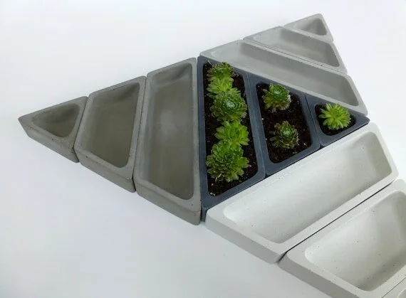 Concrete Succulent Planter Set-- Triangular