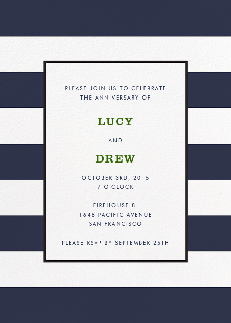 preppy striped anniversary party invitation