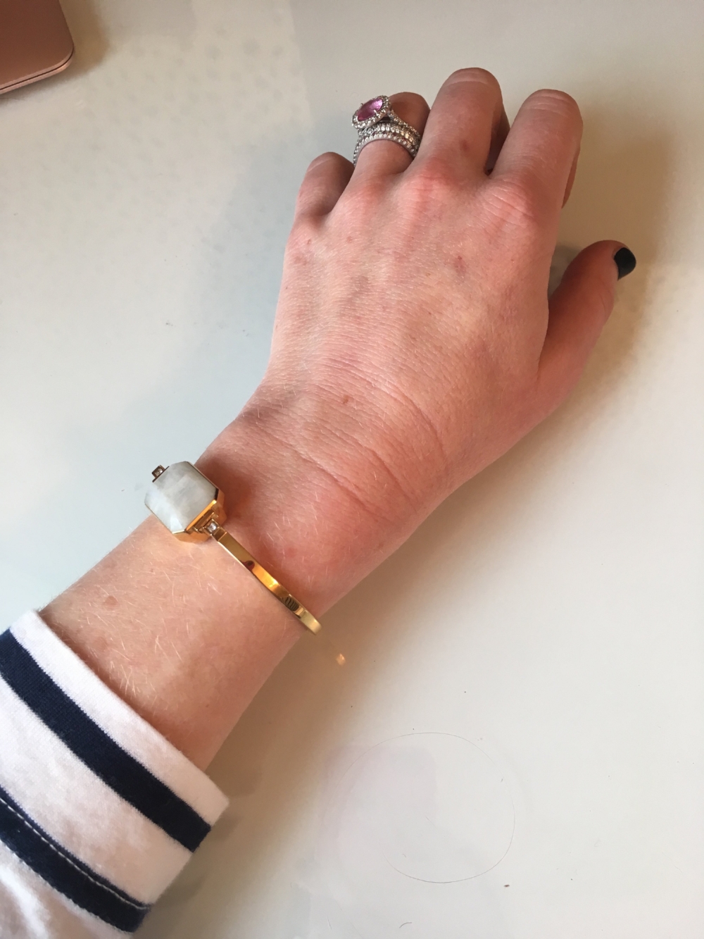Bangle bracelet and breton stripes, can't go wrong.