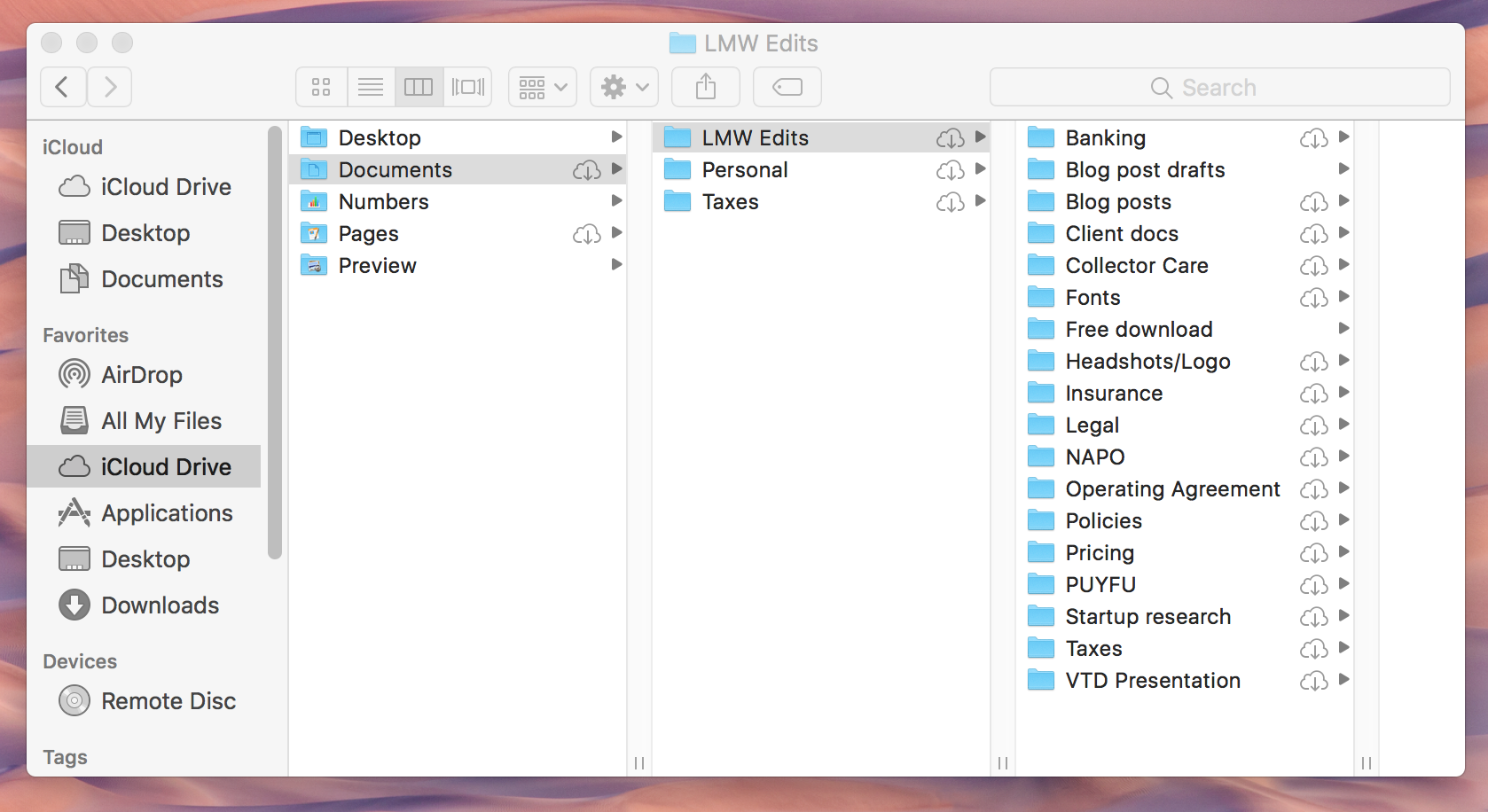 A peek at my actual hard drive/iCloud backup