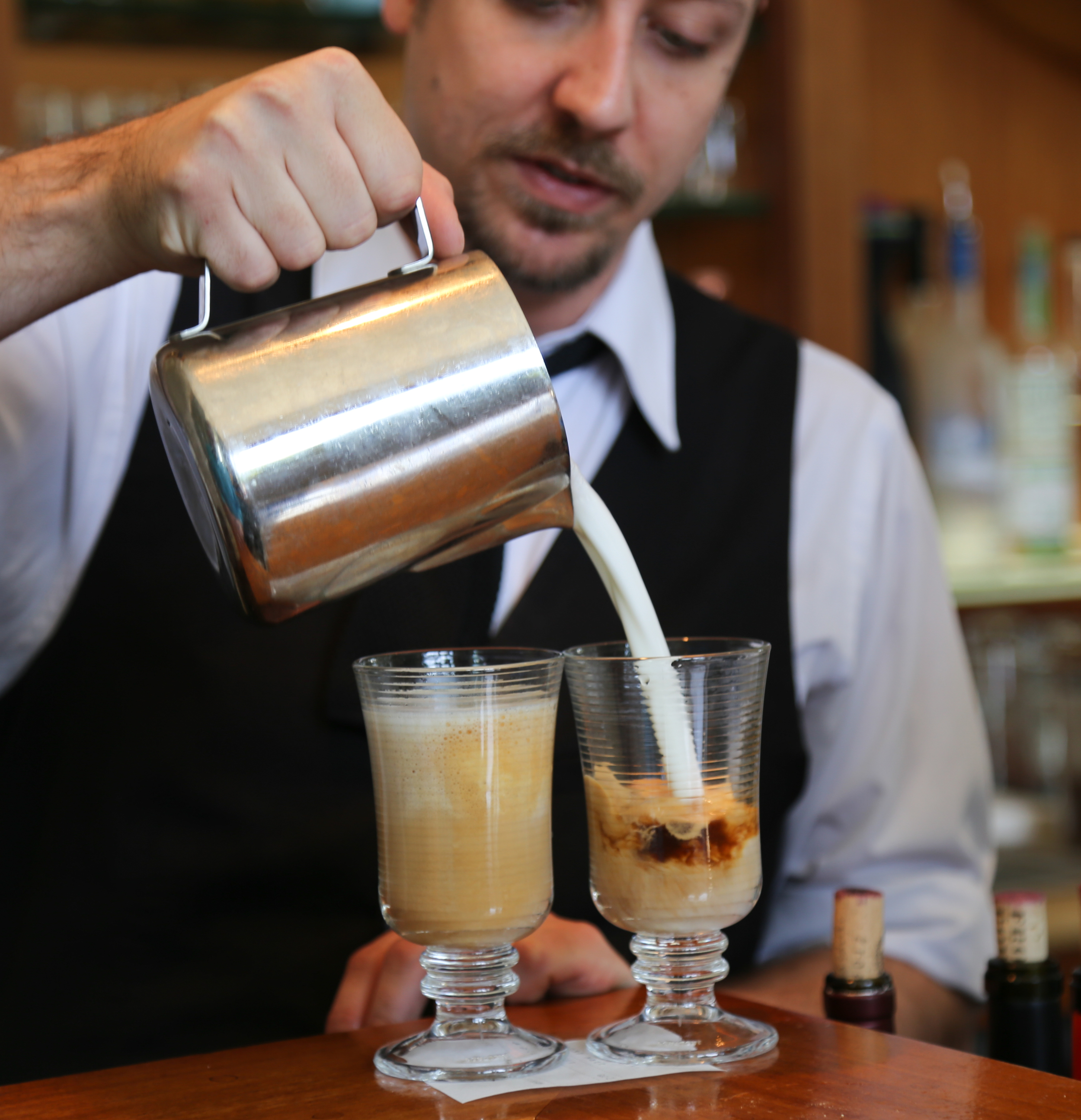 George making Flying Goat lattes