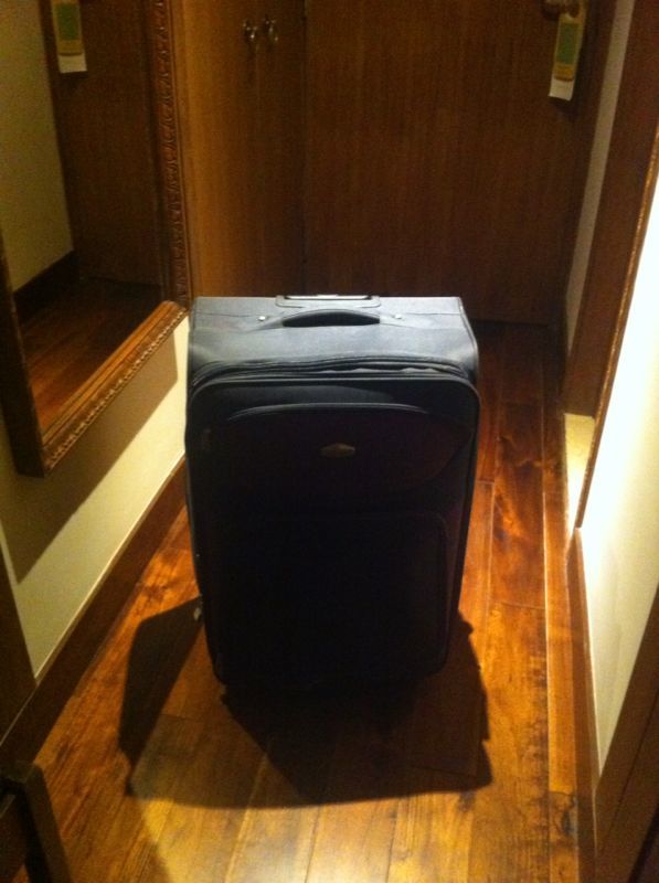 The lost and found bag back at the hotel
