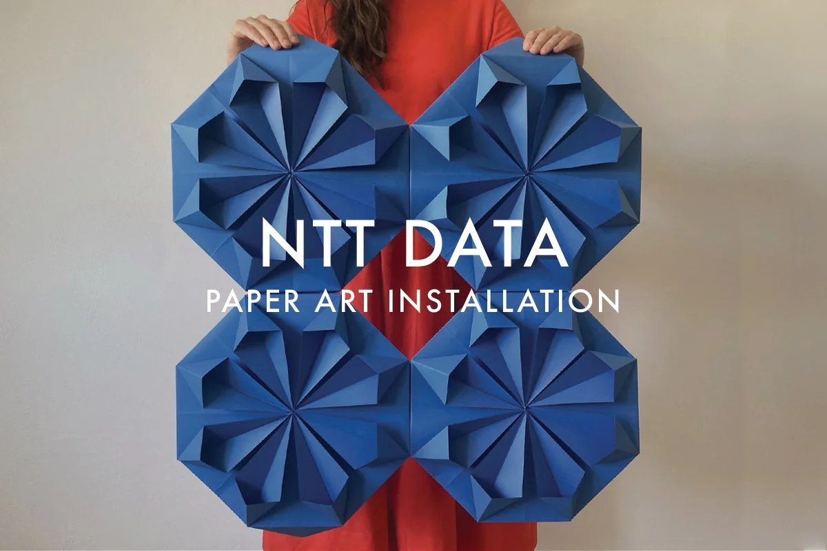 Paper art installation origami flowers
