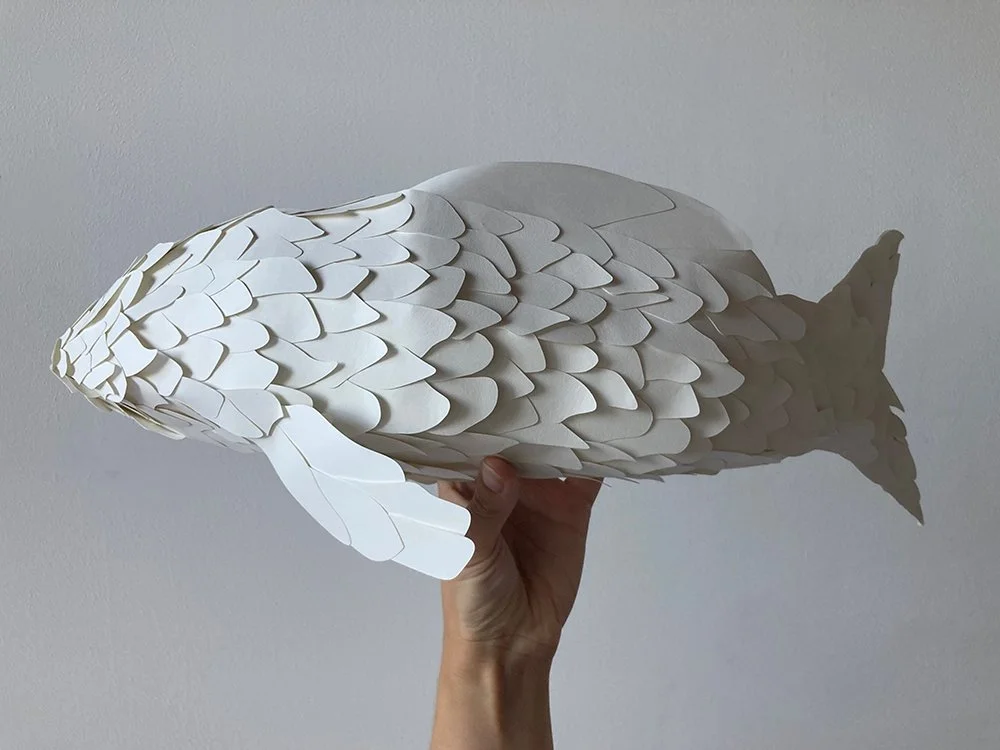 Paper art fish sculptures