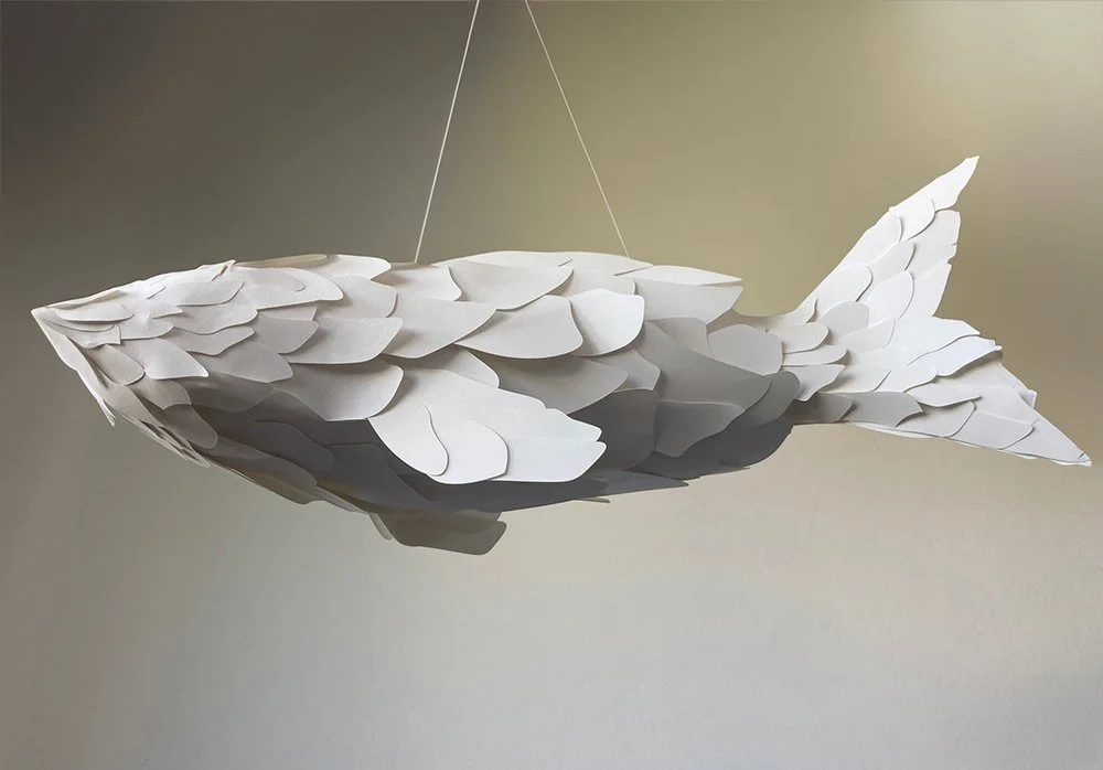 Paper fish art sculpture