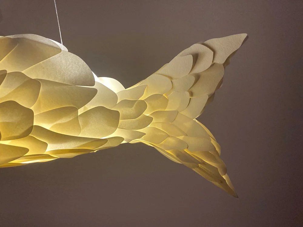 Paper fish art sculpture