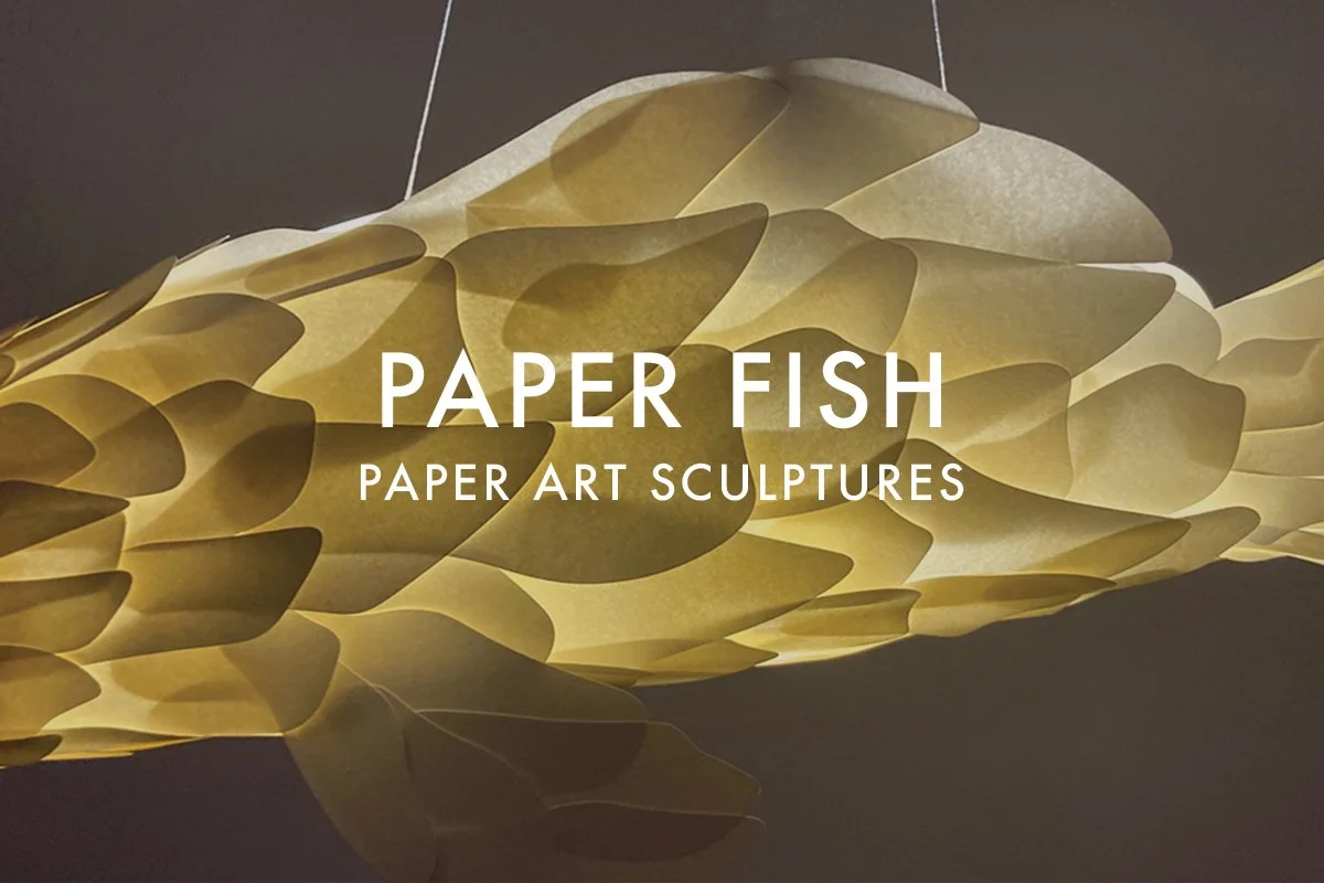 Paper art fish installation