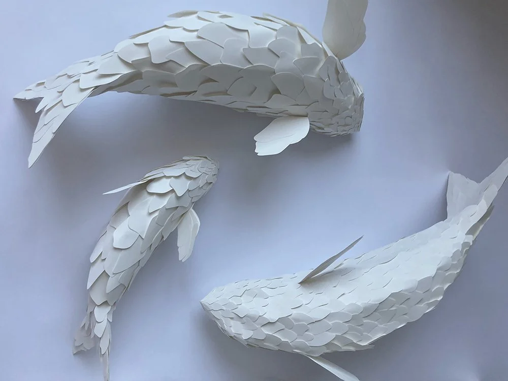 Paper fish art sculpture