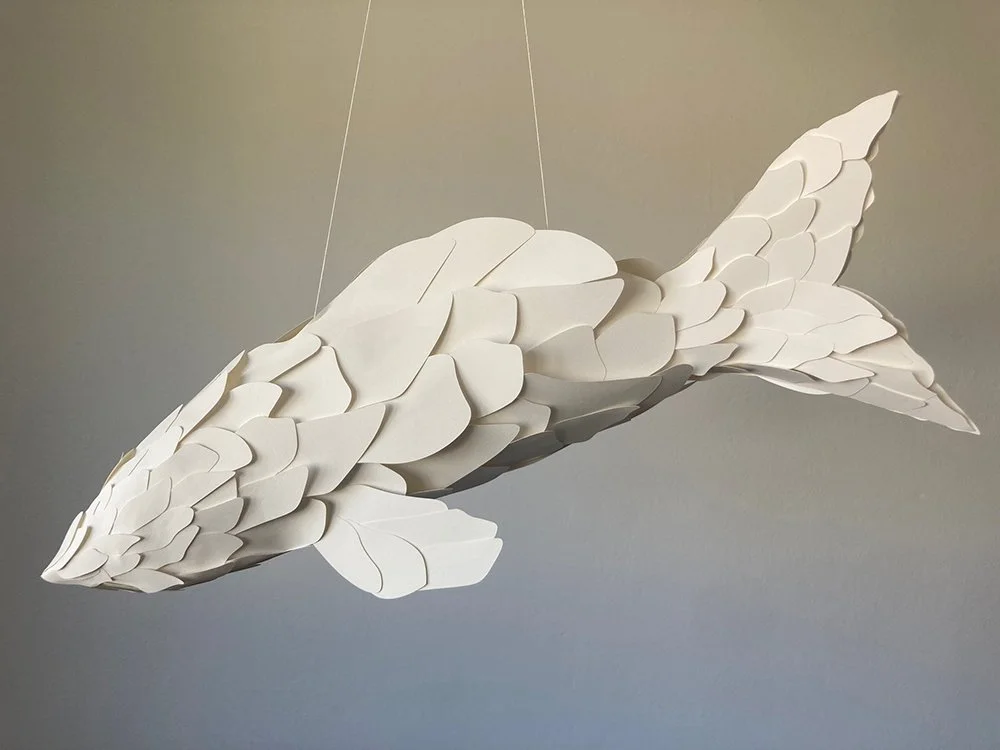 Paper art fish installation sculptures