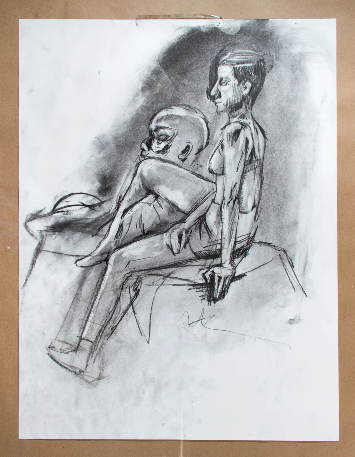 1.5 hour pose. This post is a little late, from a week ago, but at least I got it posted before I drew another. This one felt challenging to draw and I remember feeling frustrated at the time. It might be hard to tell but there were two models, one female (foreground), one male (background). I think the proportions look good and the tonality & line-quality are nice. i wish there was more detail on the hands & feet, more of the male in the background.