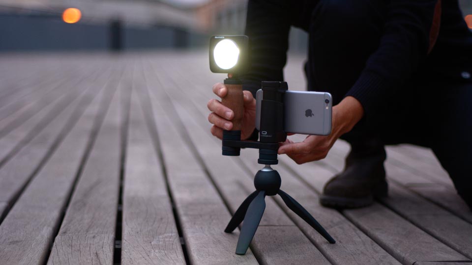 Shoulderpod R1 Go iPhone rig on tripod