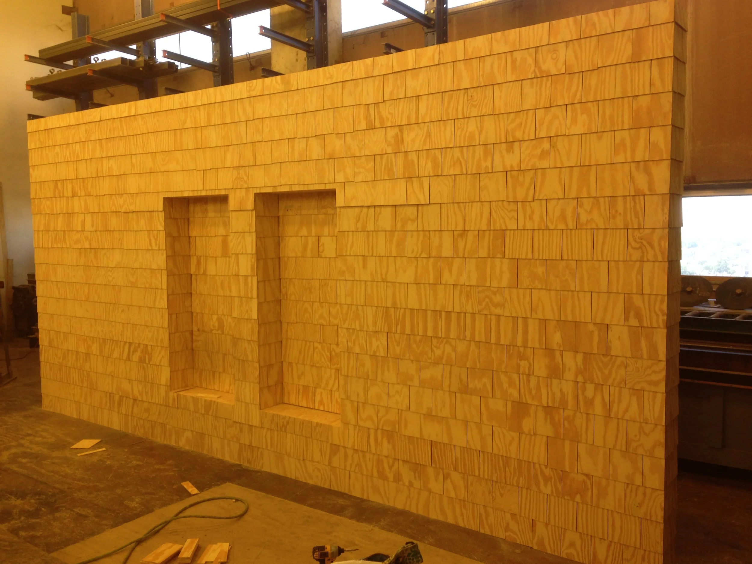   Good People-&nbsp;  Alley Theatre - Shop Carpenter Set Designer- Kevin Rigdon TD- Pat Orndorf&nbsp; Shingled Wall Progress Photo&nbsp; 