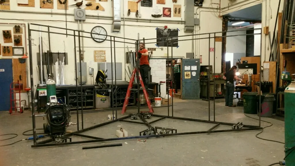  The Hothouse-&nbsp;  Boston U.  &nbsp;Theatre - ATD Set Designer- Baron Pugh TD- Ben Frechette Progress Photo Teching Together Rotating Base&nbsp; 
