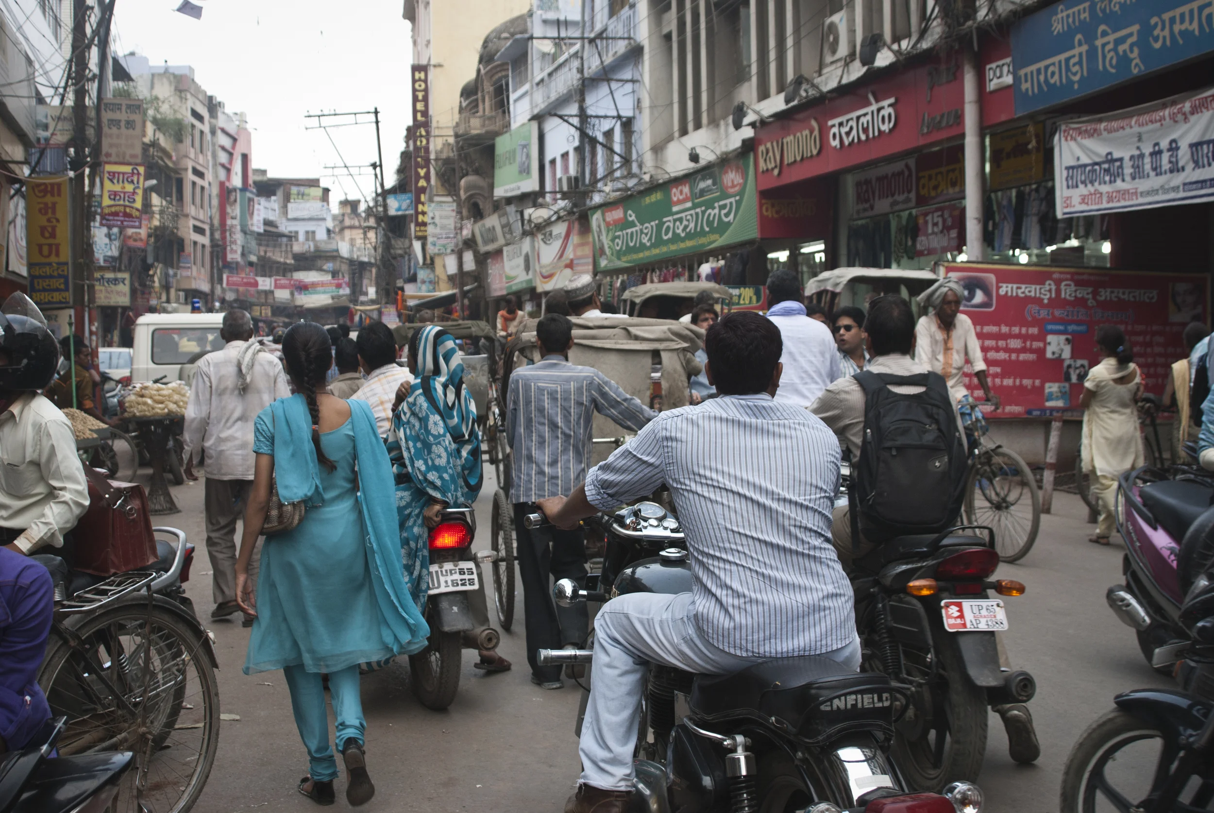 A bustling street in Varanasi.