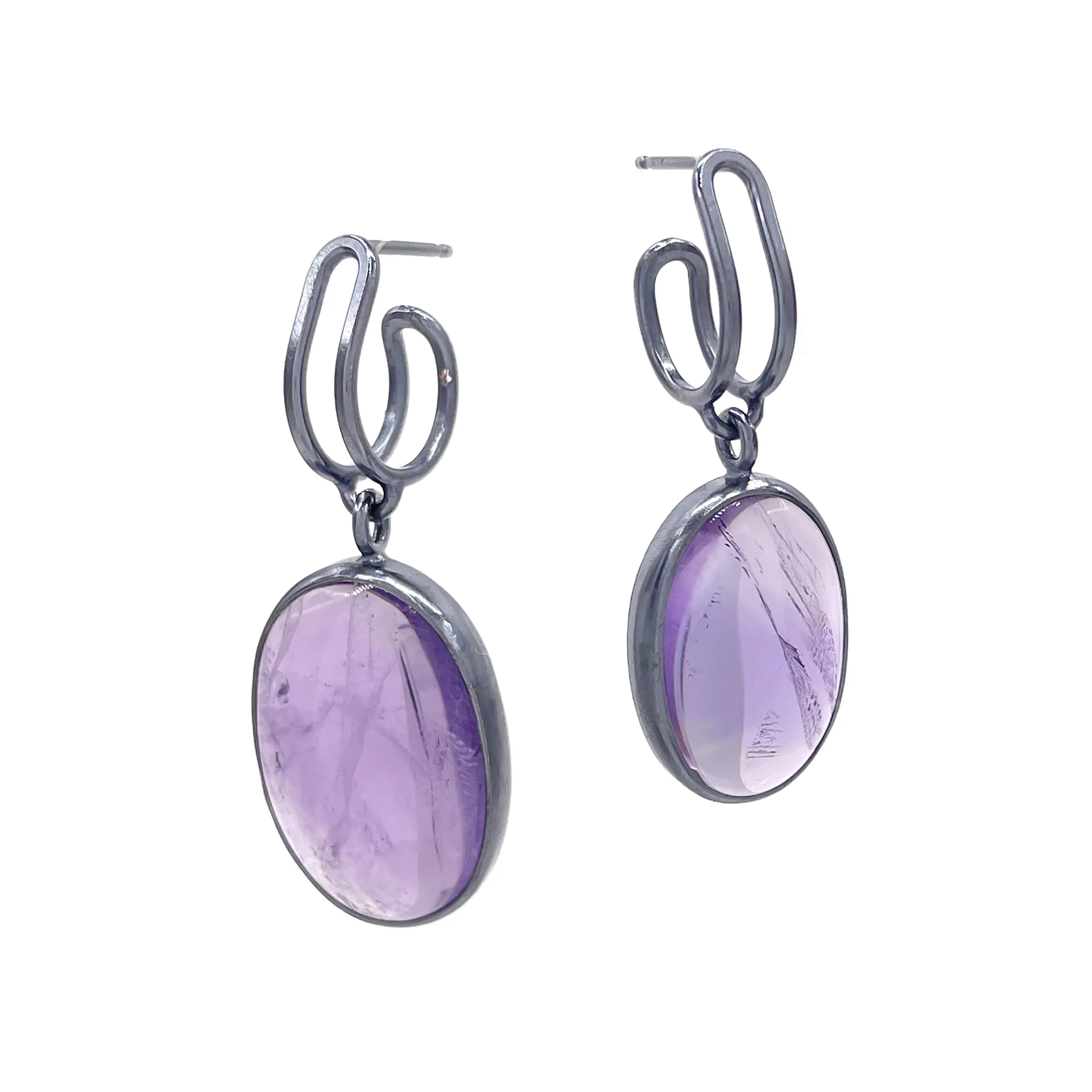 Amethyst Drop Hoops