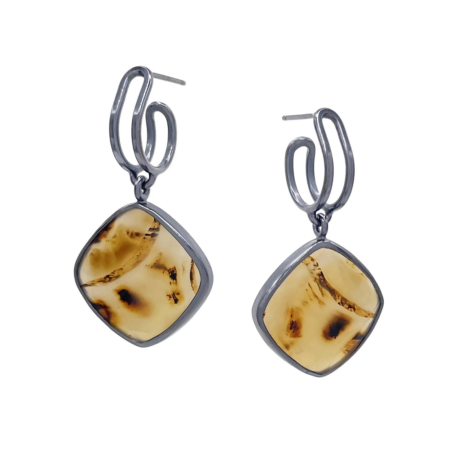Montana Agate Drop Hoops