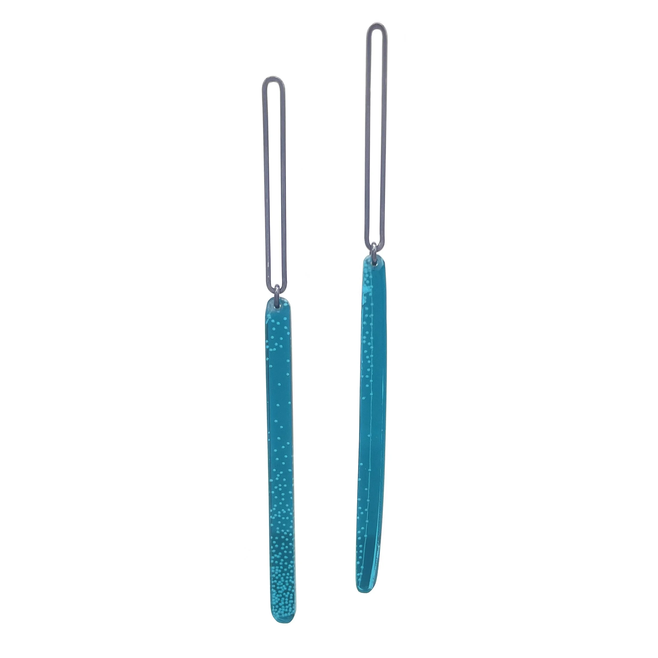 Teal Mirror Link Earrings