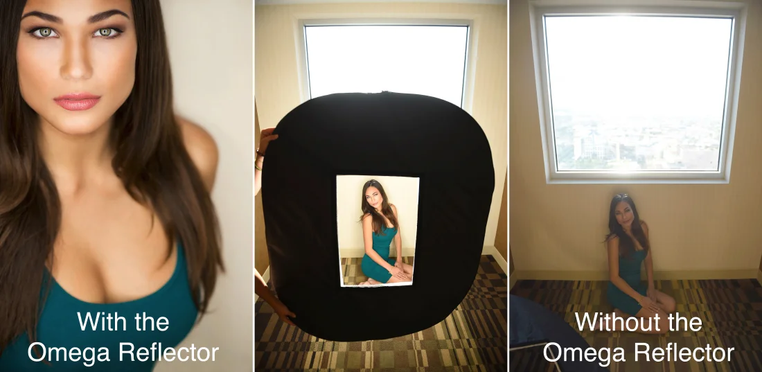 Hier een voorbeeld gemaakt door Jerry Ghionis met de Omega Reflector. Je ziet dat deze reflector mooi zacht licht geeft wat goed te gebruiken is bij portretten.