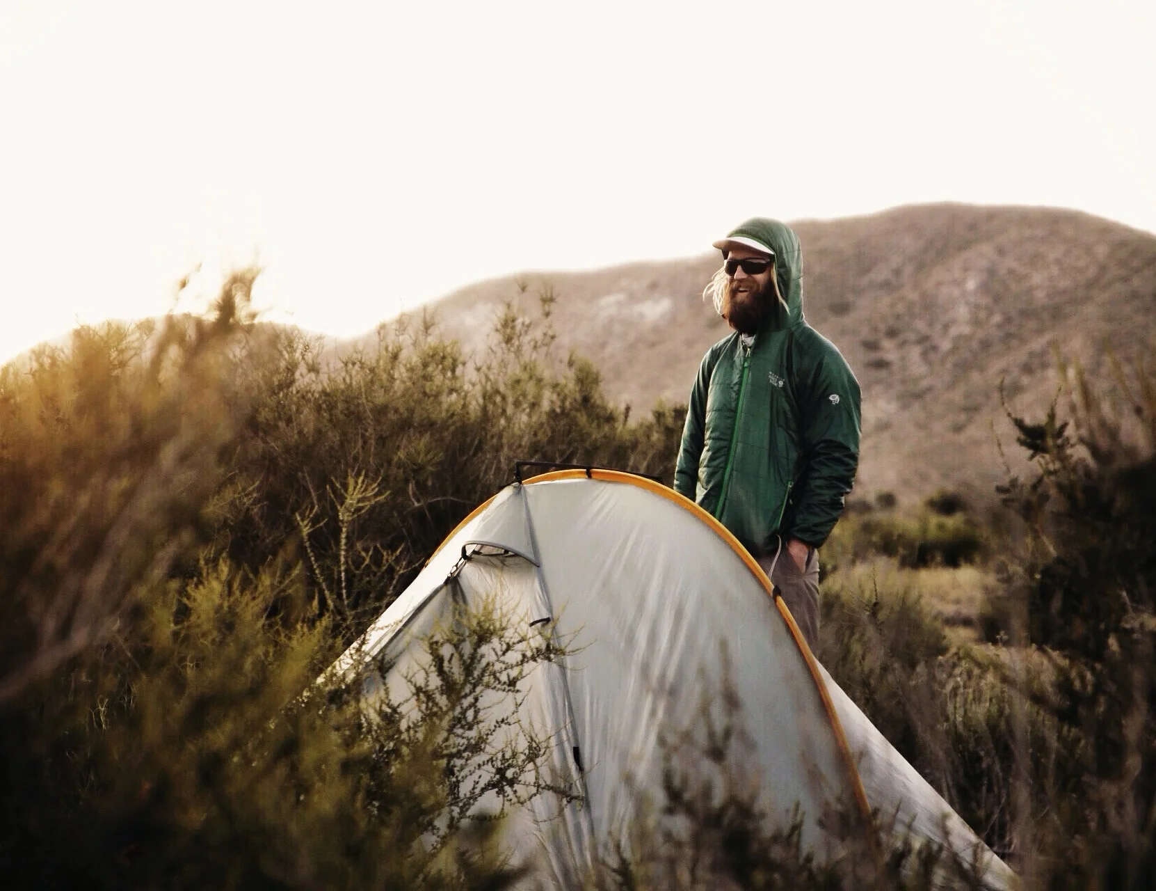 Setting up tents. 
