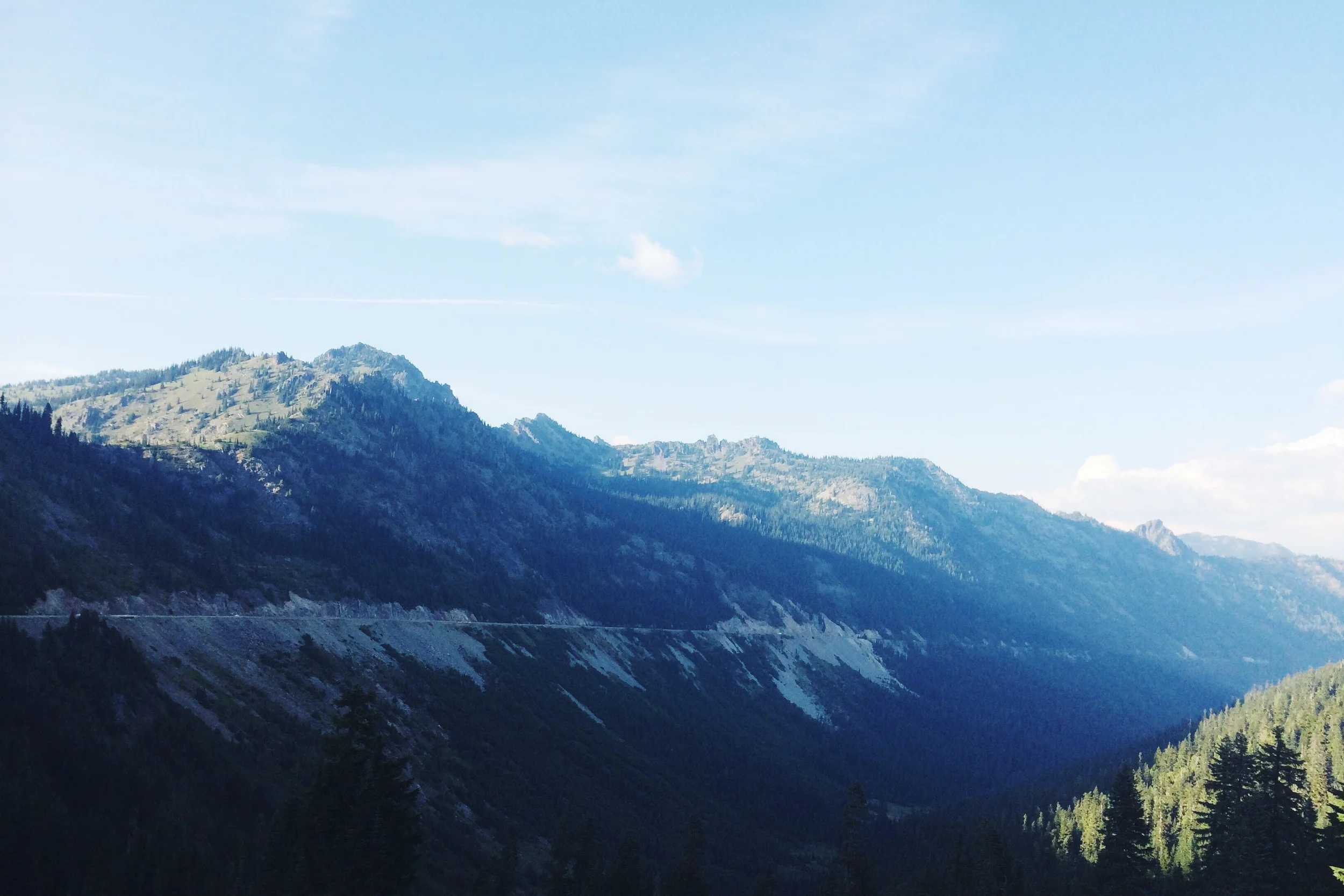 View of highway 410 before we hiked into Snoqualmie Pass, near Sheep's Lake.
