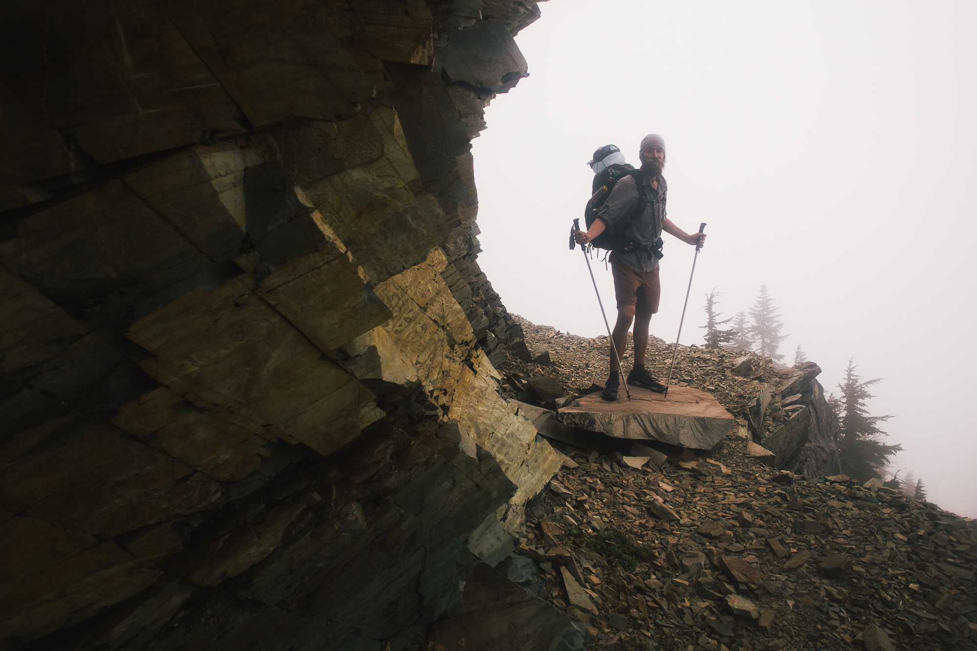 Dan (with Winston) Hiking out of Snoqualmie Pass.