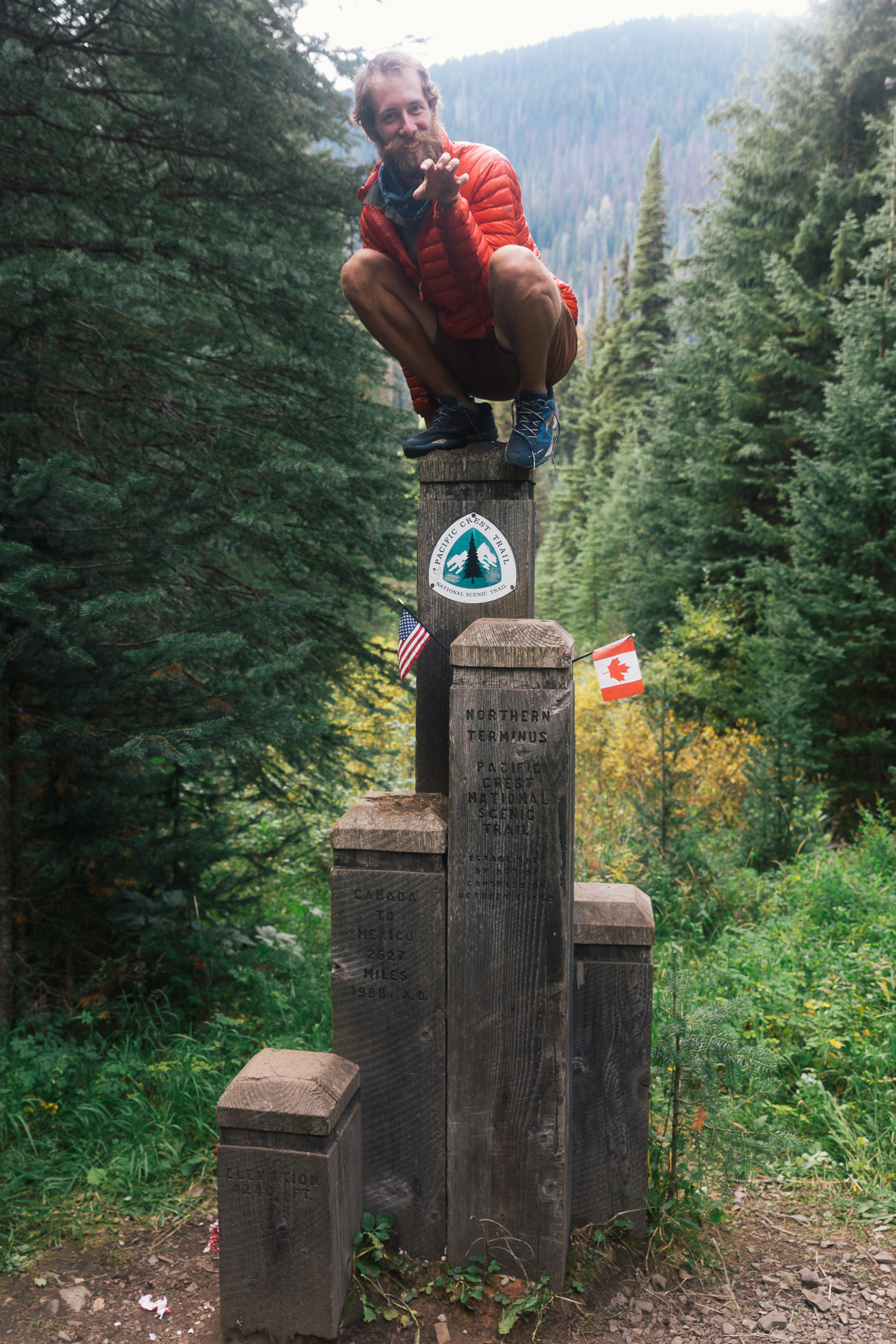 Dan was a cat on the monument at the Canadian border.