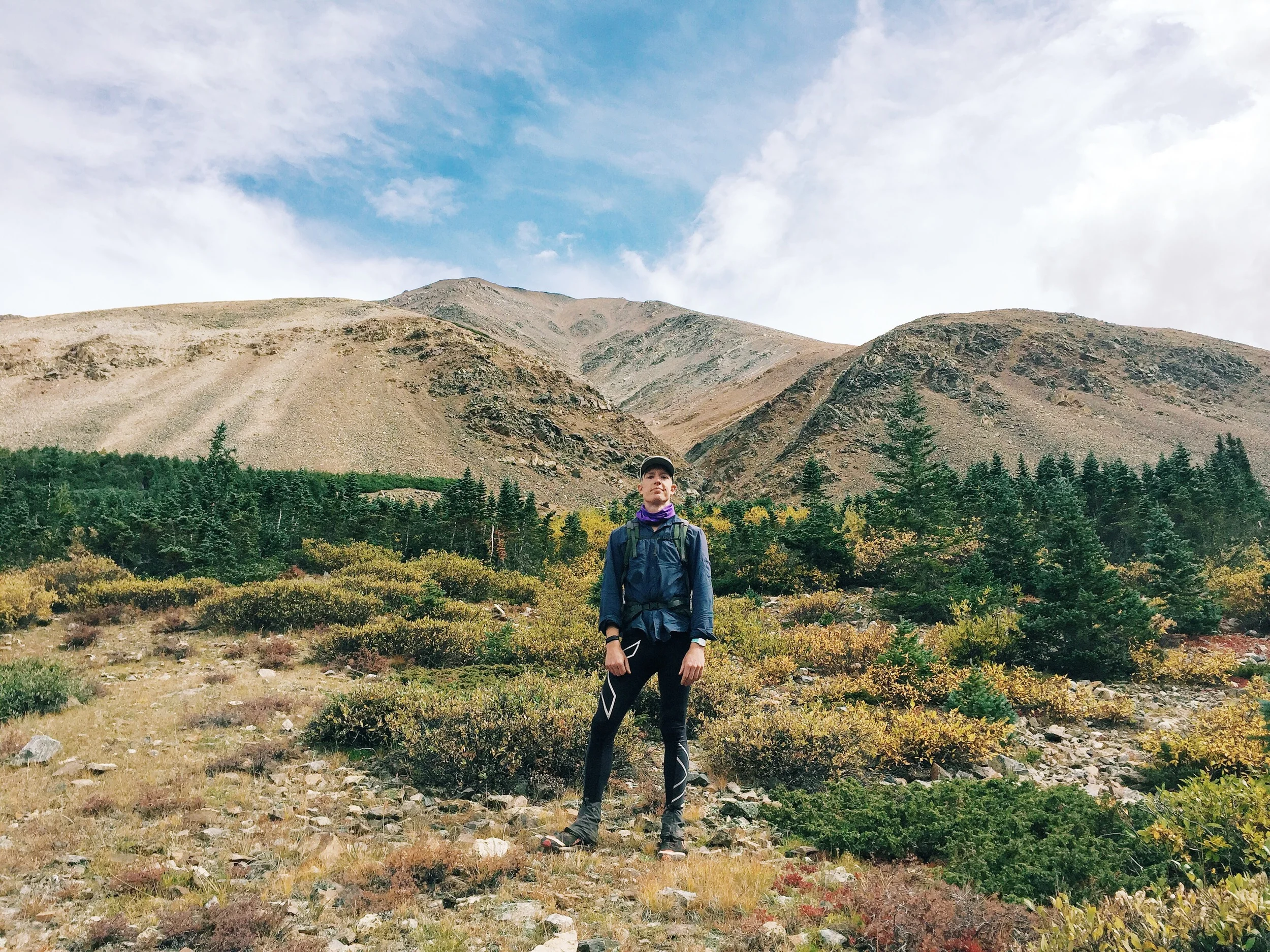 Jonathan in front of Mt Elbert. Our route went up the ridge on the left.
