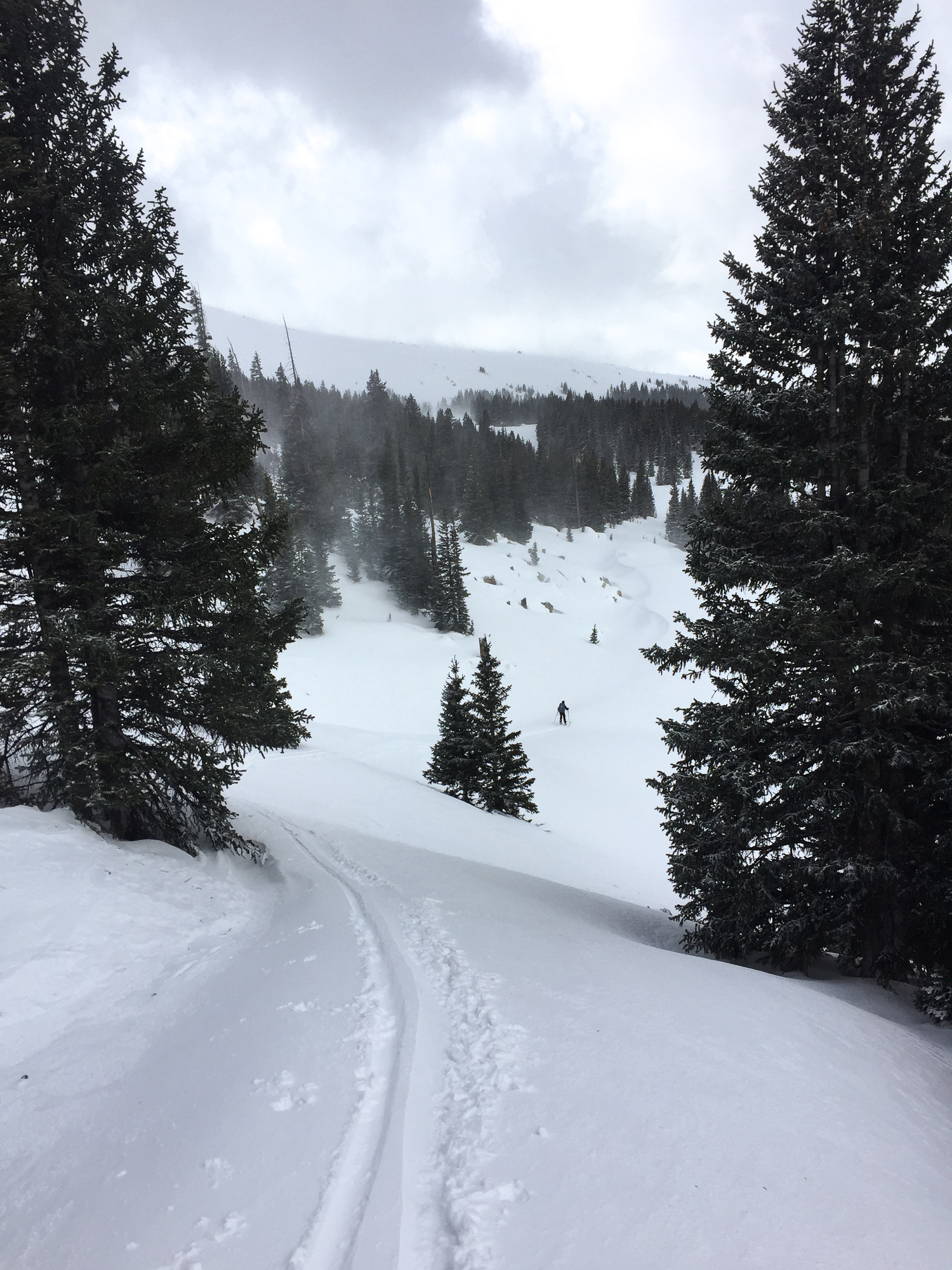 Molly heading back down from Hagerman Pass on our way out. Just look at all that glorious powder.