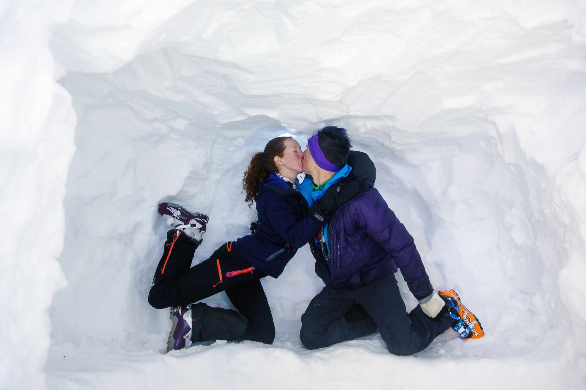 Modified #BrinsonBanksing, ice cave style! Someone built this cute little cave right outside the front door of Skinner Hut.