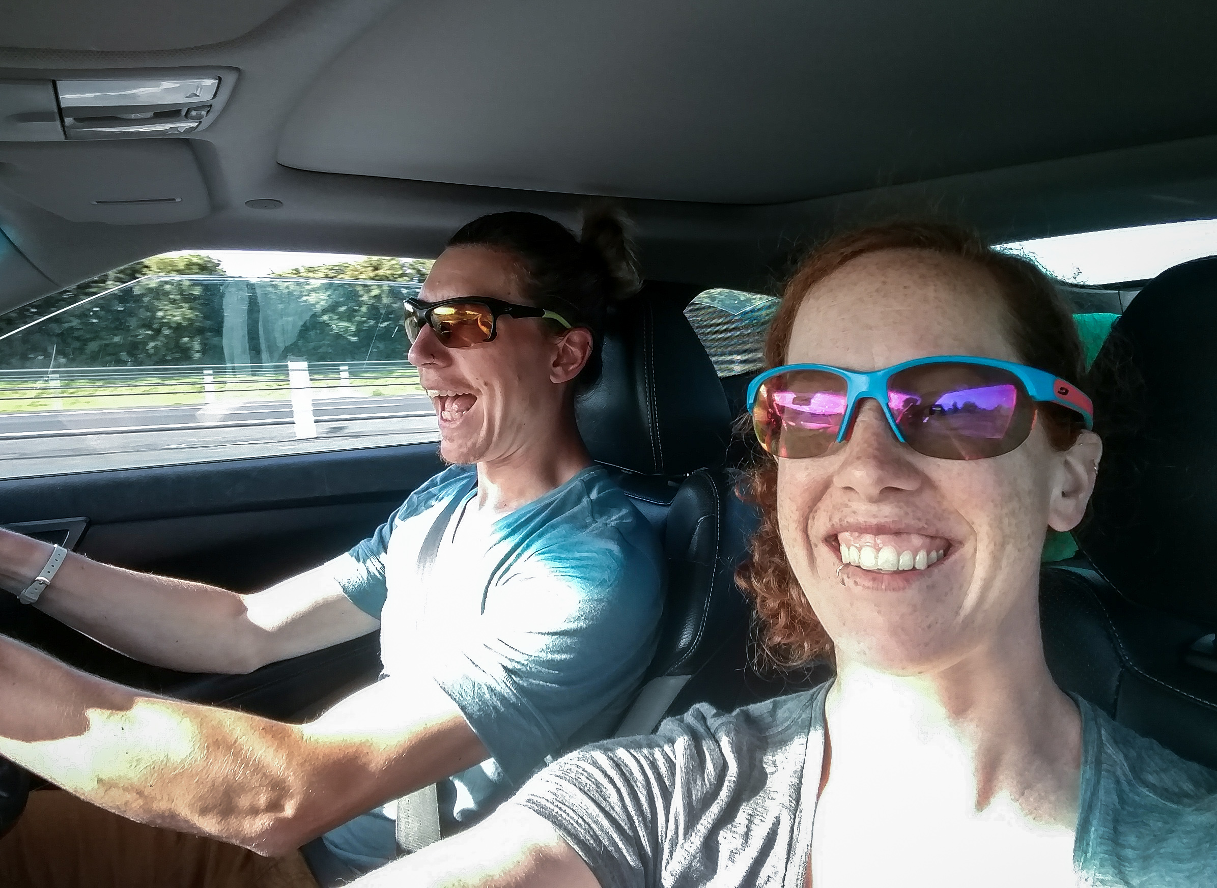 Jonathan learns the basics of righthand drive. Go ahead, just try to do it without turning on the windshield wipers instead of the turn signals. Just try. photo/ Molly