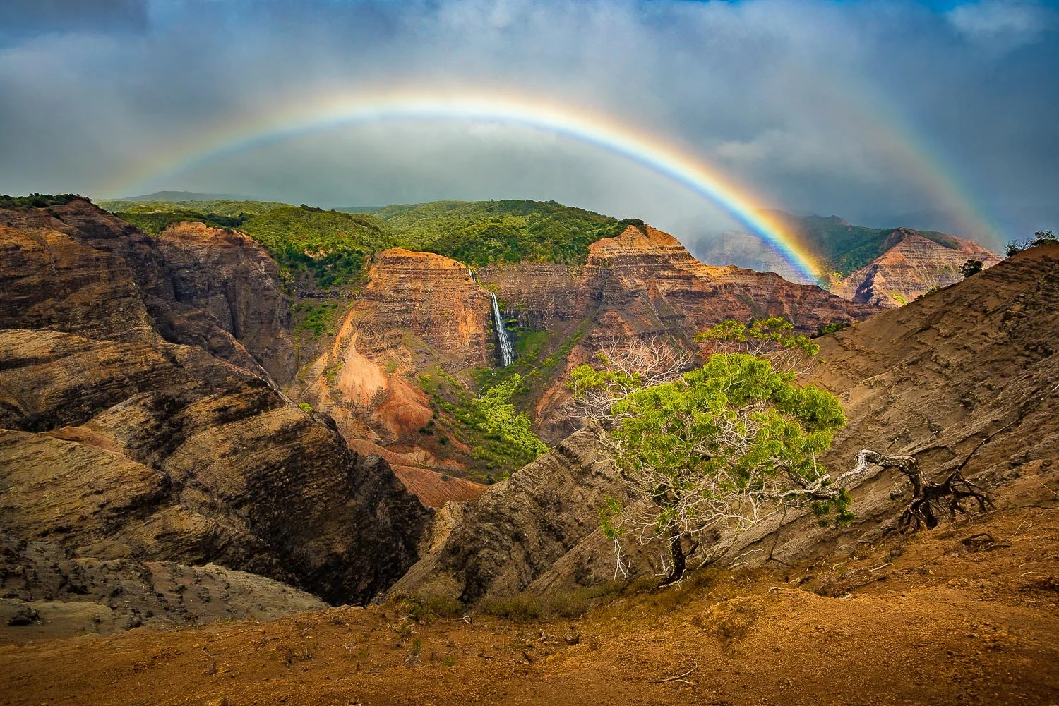 Waimea Canyon double rainbow