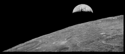 The first picture of Earth from the moon is taken by Lunar Orbiter 1. (1966)