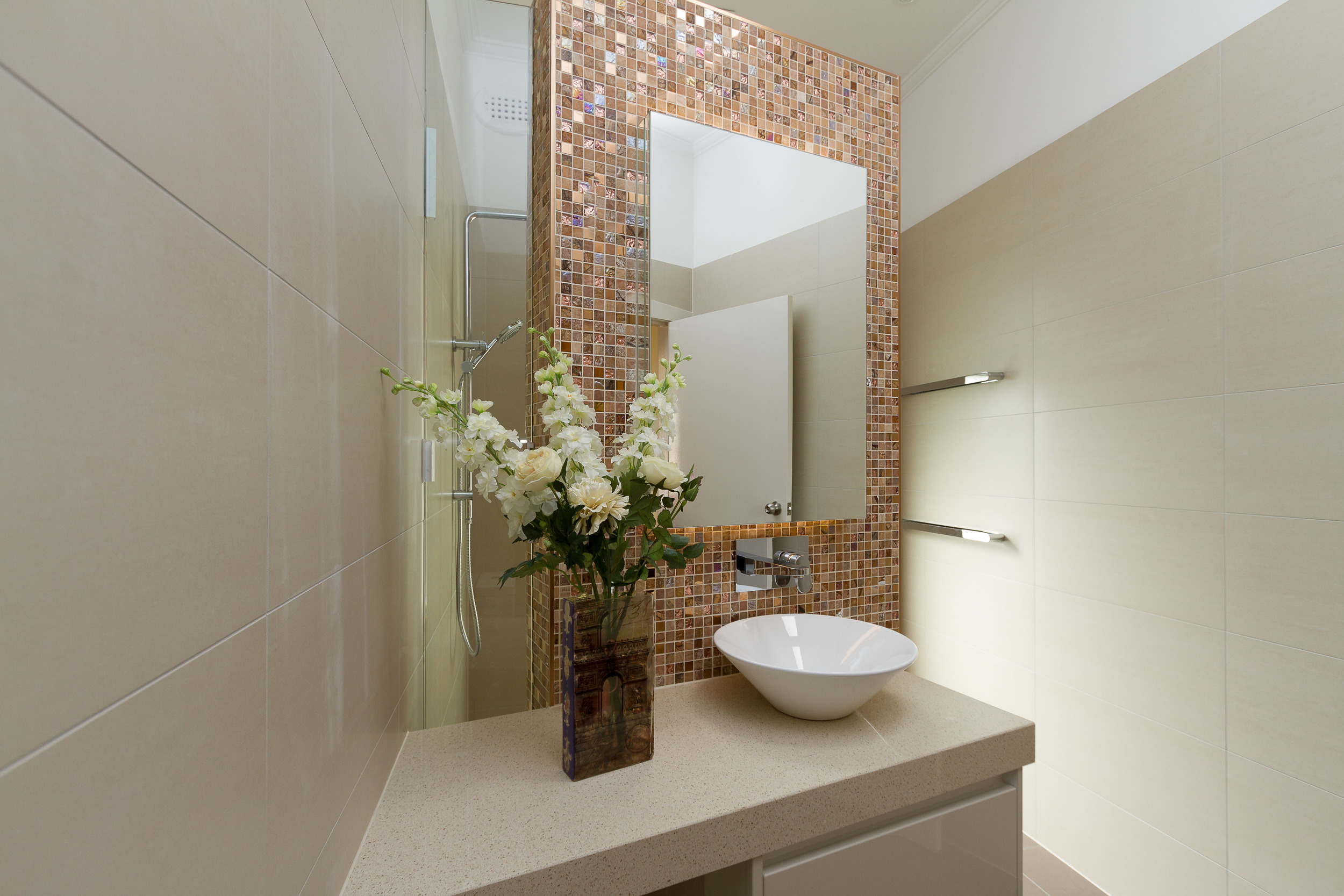 (Bathroom Renovation); (New Bathrooms); (Mach Building Group);(Ashley Photography)
