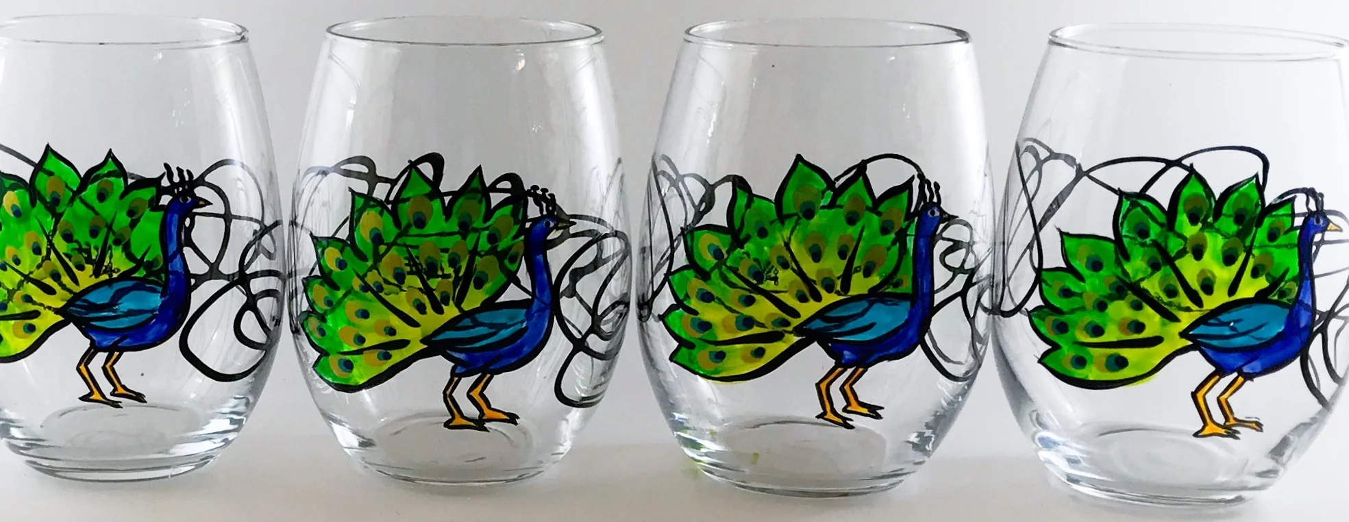 peacock wine glass bird wine glass hand painted glassware unedited.jpg