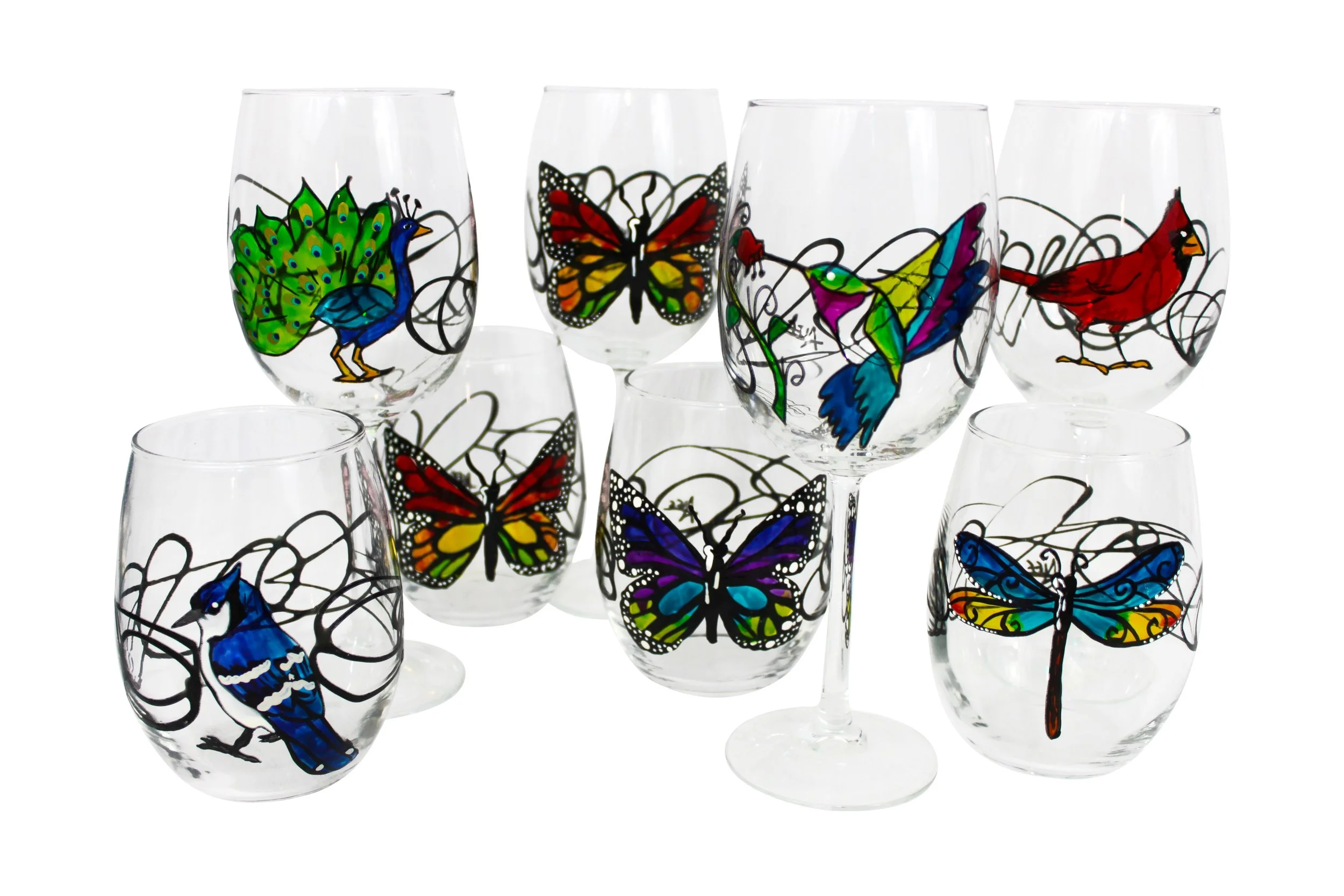 humming bird glasses butterfly glasses peacock glasses.jpg