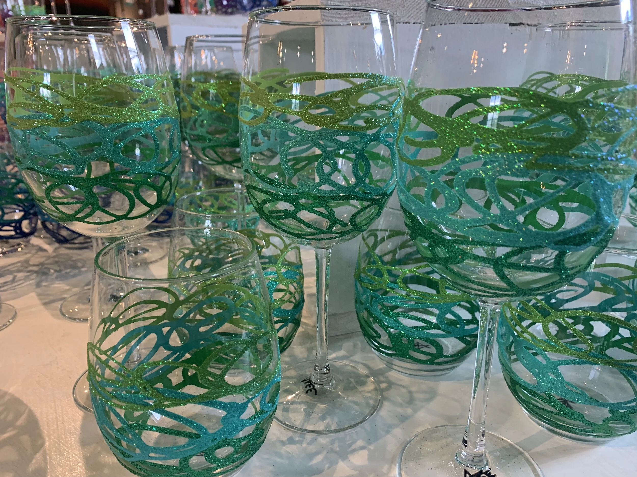 Kiwi Glittery Swirls