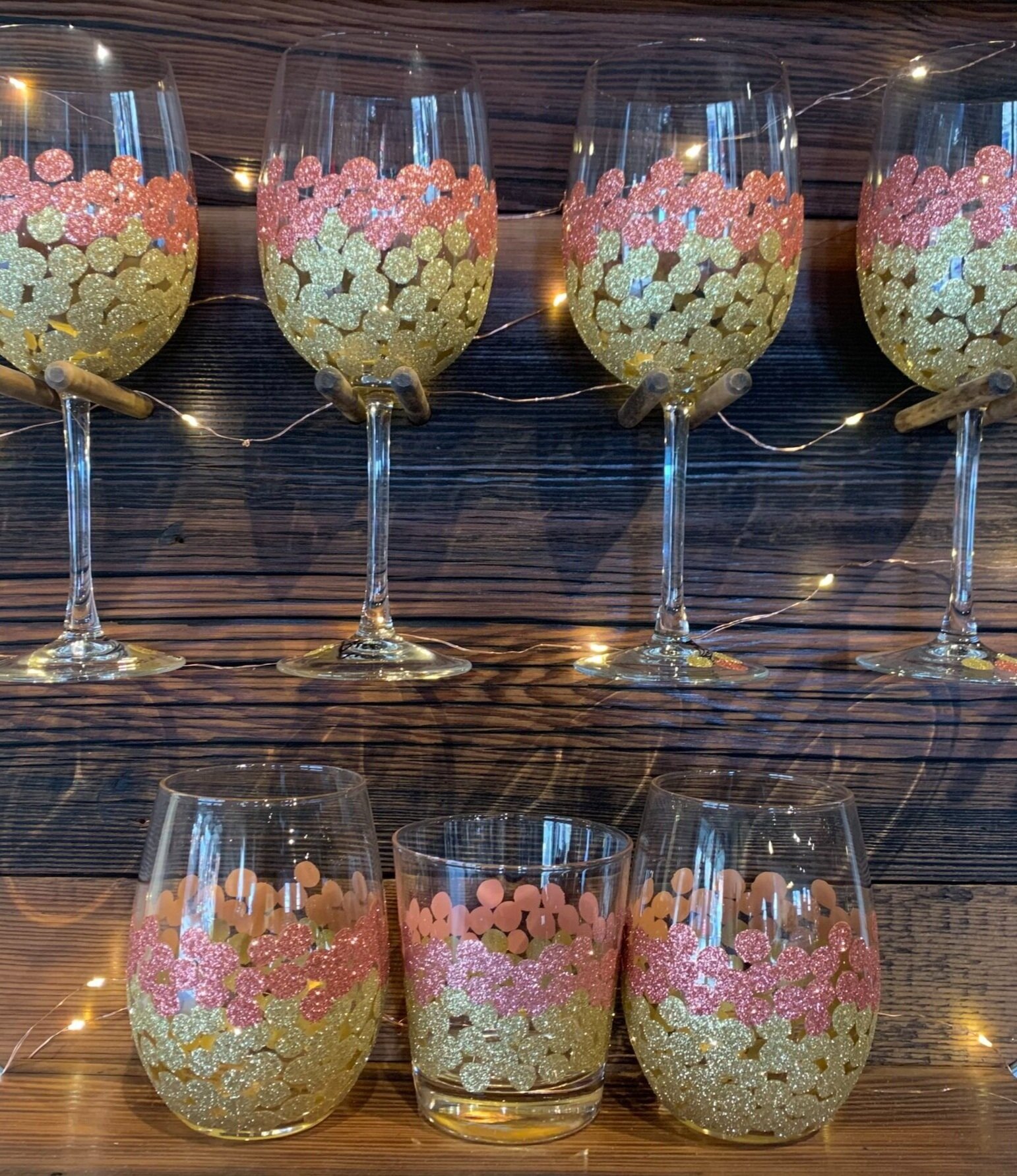 Rosé Gold Glittery Polka Dots