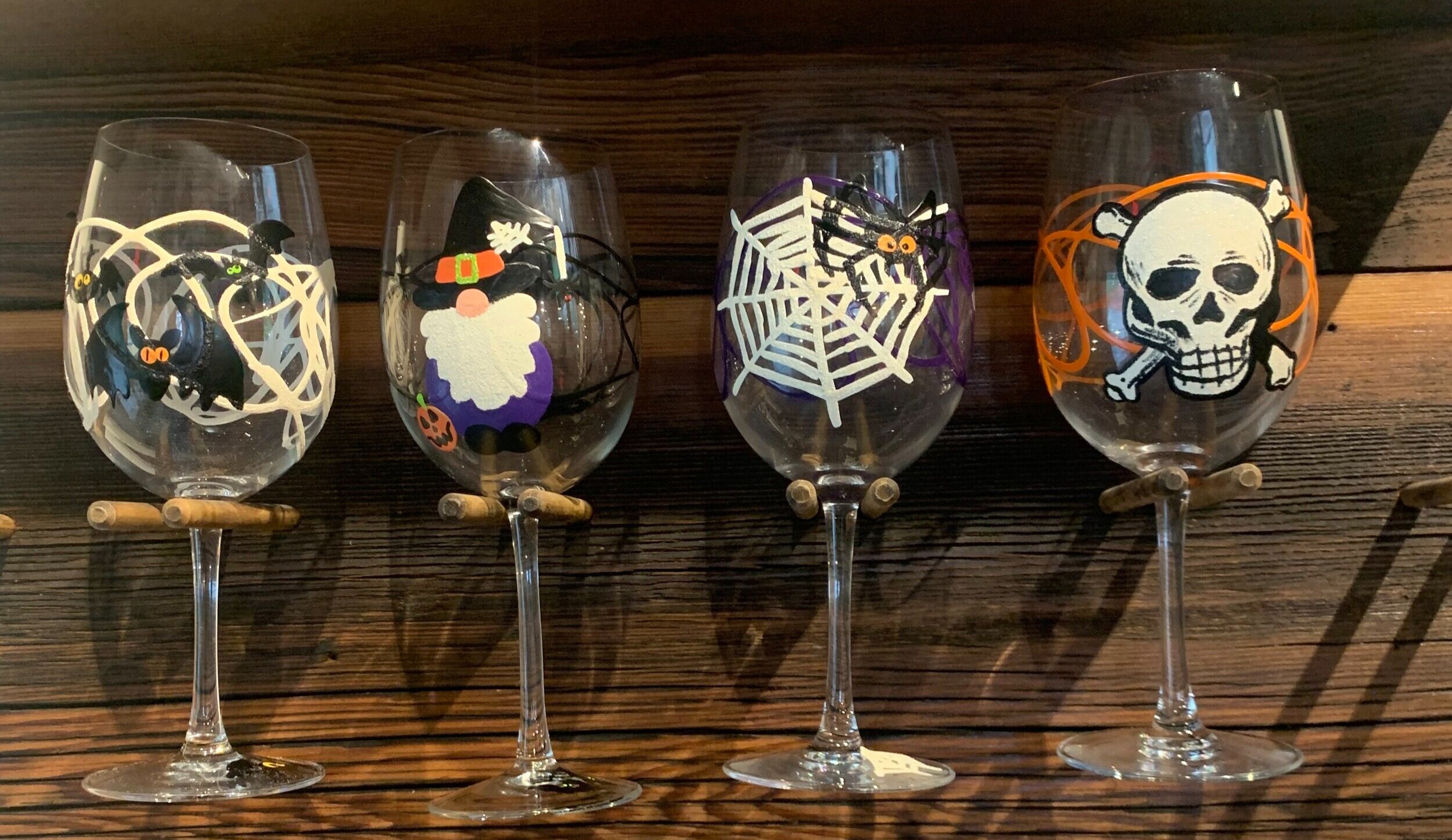 Frosty Hand Painted Wine Glasses set of 4 