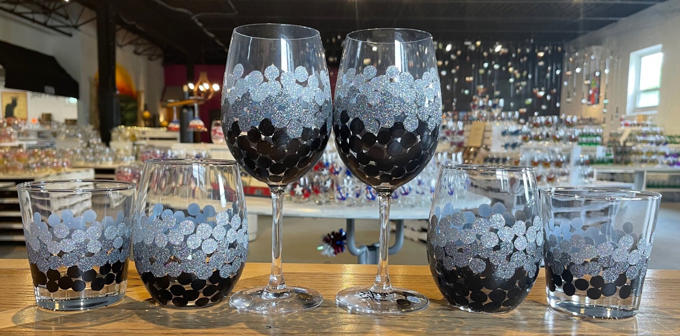 Midnight Glittery Polka Dots