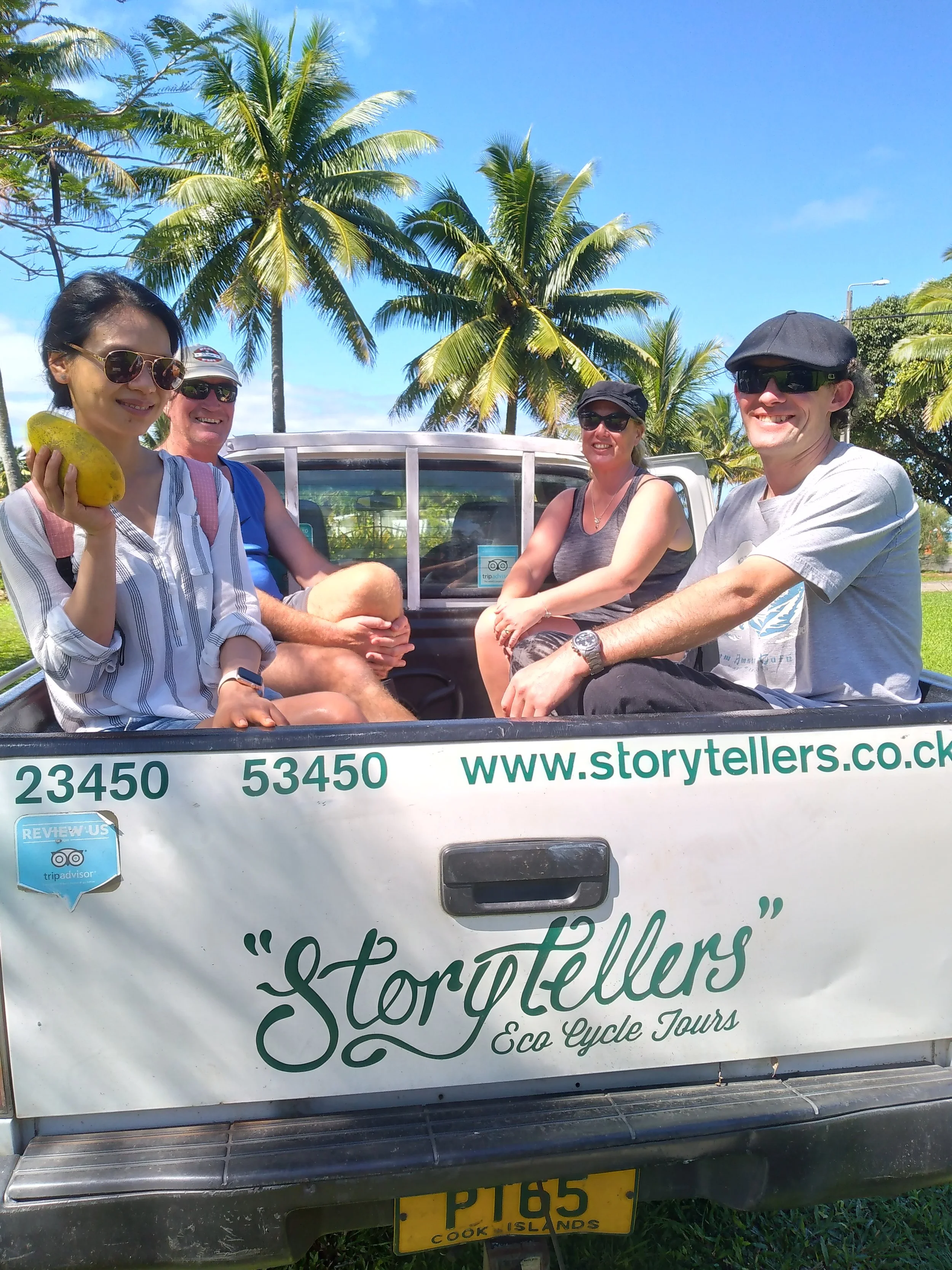 On the truck - riding 'island style'.
