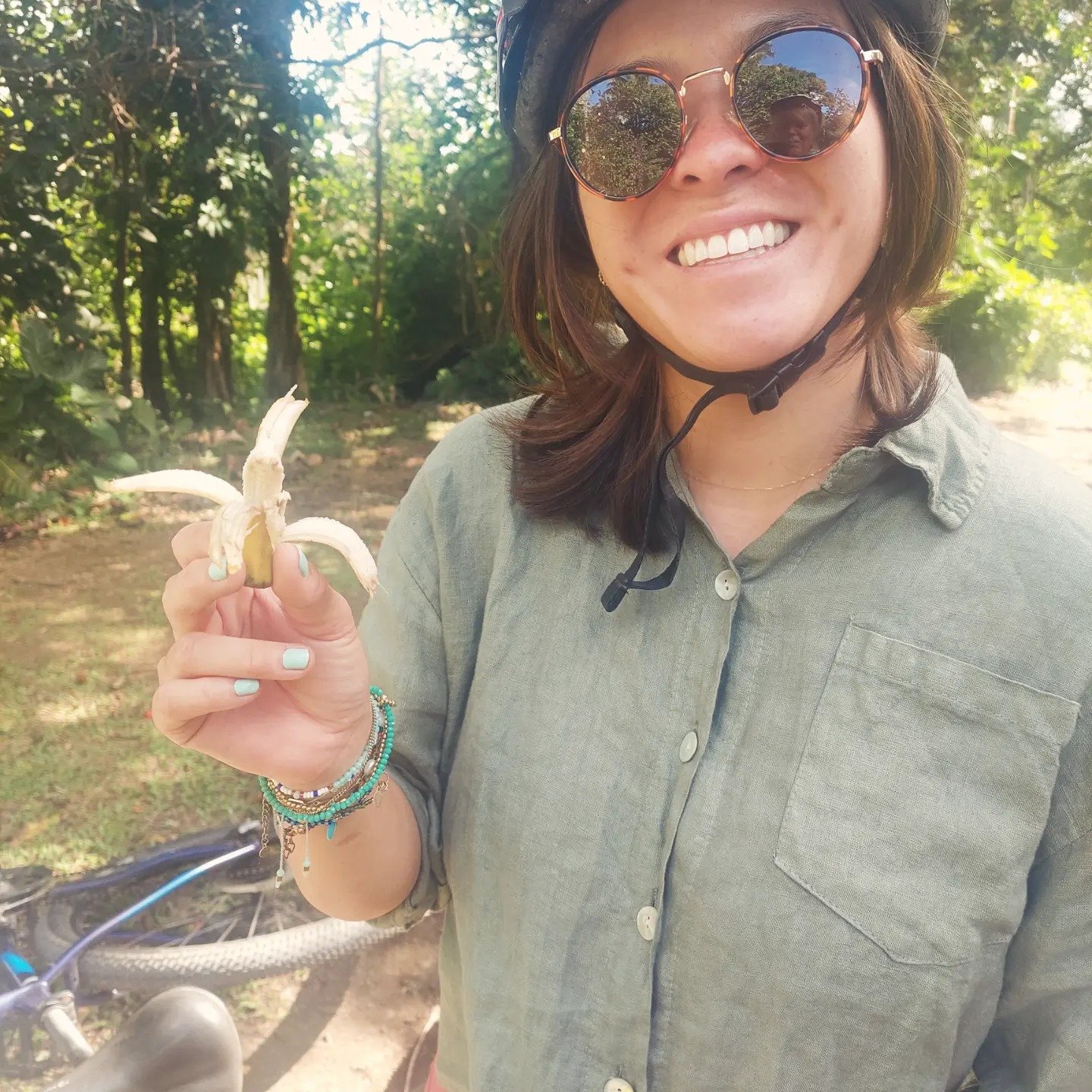 Emily holding the tiniest banana!!